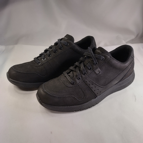 ROCKPORT Sz 7 Black Leather Sneakers - Picture 2 of 7